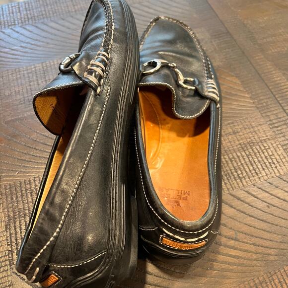 Peter Millar black leather horsebit driving loafers 9 Men